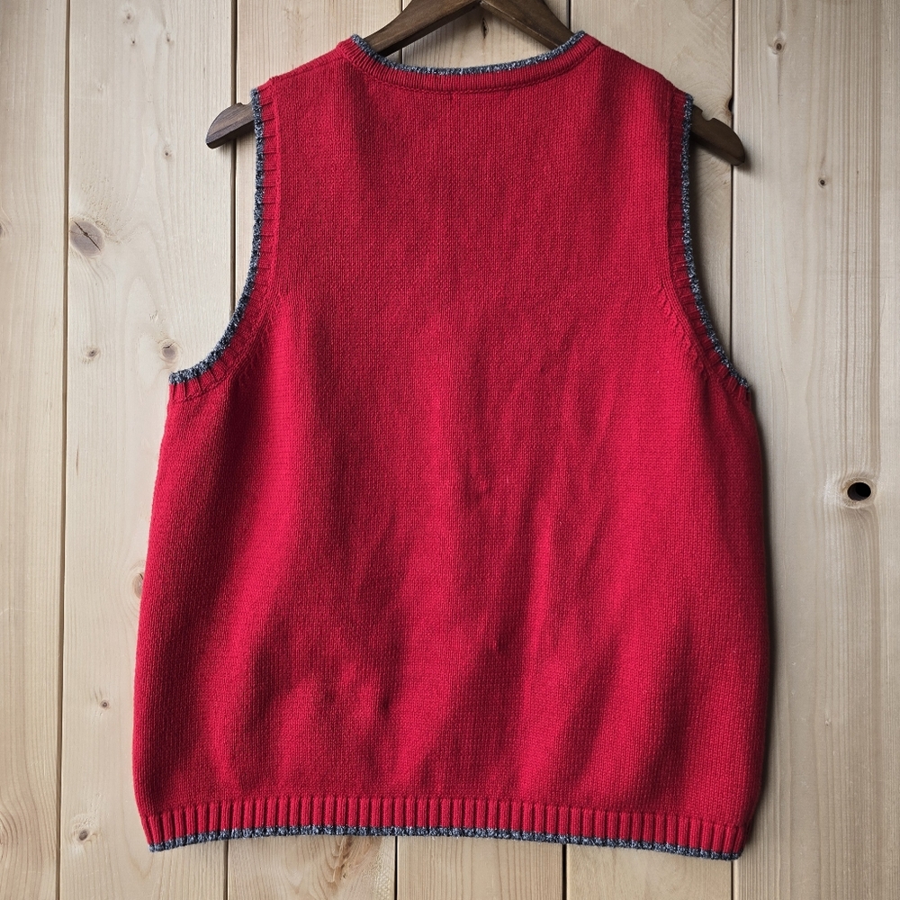 Northern Reflections Red Zip Up  Knit Sweater Vest Birds Cardinals Womens Large - Picture 8 of 10